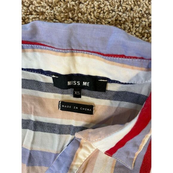 Miss Me Women's XS Striped Tie Front Crop Top Blouse Multicolor - Picture 5 of 7